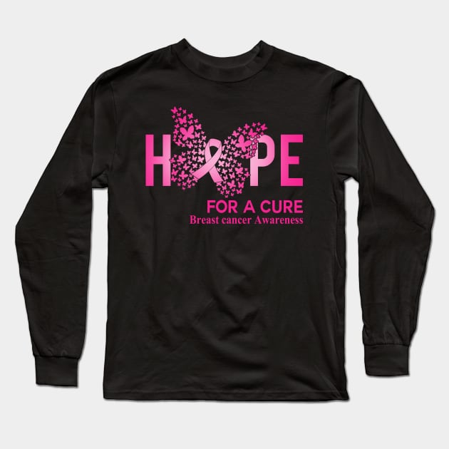 Hope For A Cure Butterfly Gift Breast cancer 2 Long Sleeve T-Shirt by HomerNewbergereq